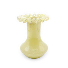 Ruff Ruffled Yellow Glass Vase