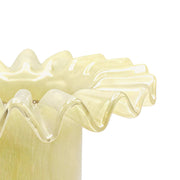 Ruff Ruffled Yellow Glass Vase