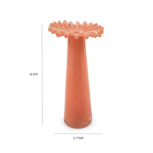 Ruff Ruffled Salmon Glass Vase