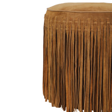 Daphne Round Suede Fringe Ottoman