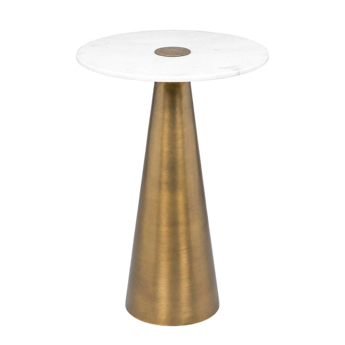 Clement Antique Brass Side Table with White Marble