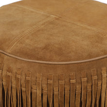Daphne Round Suede Fringe Ottoman