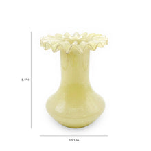 Ruff Ruffled Yellow Glass Vase