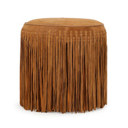 Daphne Round Suede Fringe Ottoman