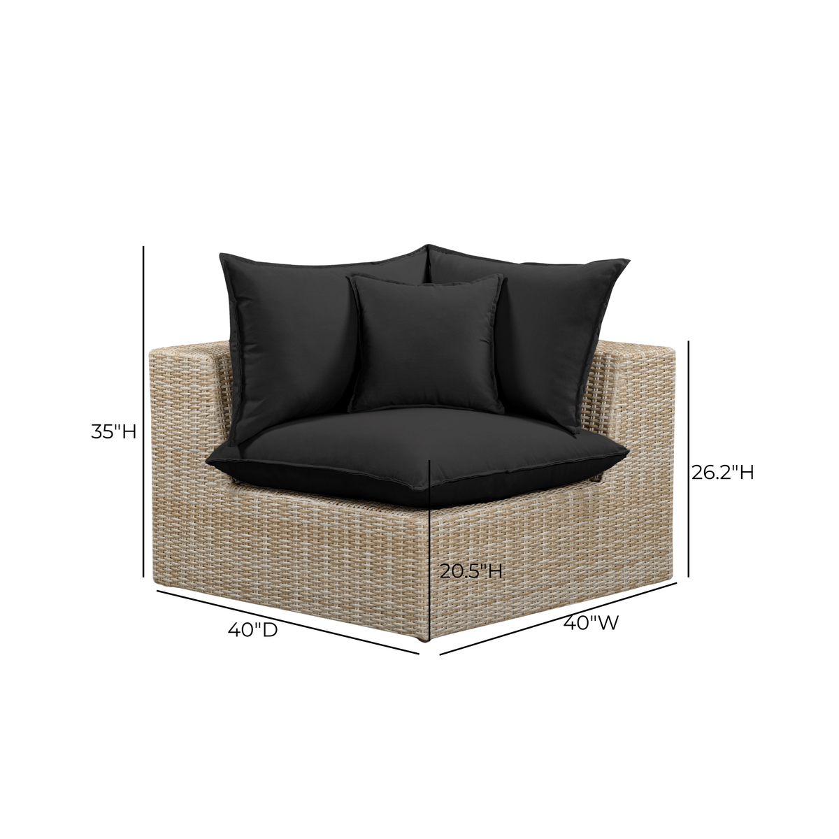 Cali Performance Fabric & Wicker Outdoor Corner Chair