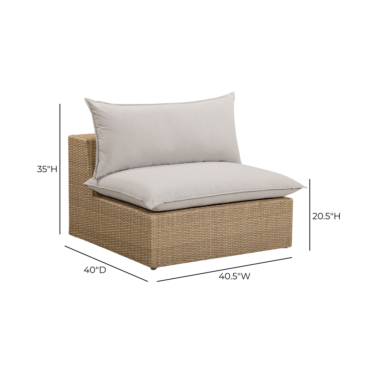 Cali Performance Fabric & Wicker Outdoor Armless Chair