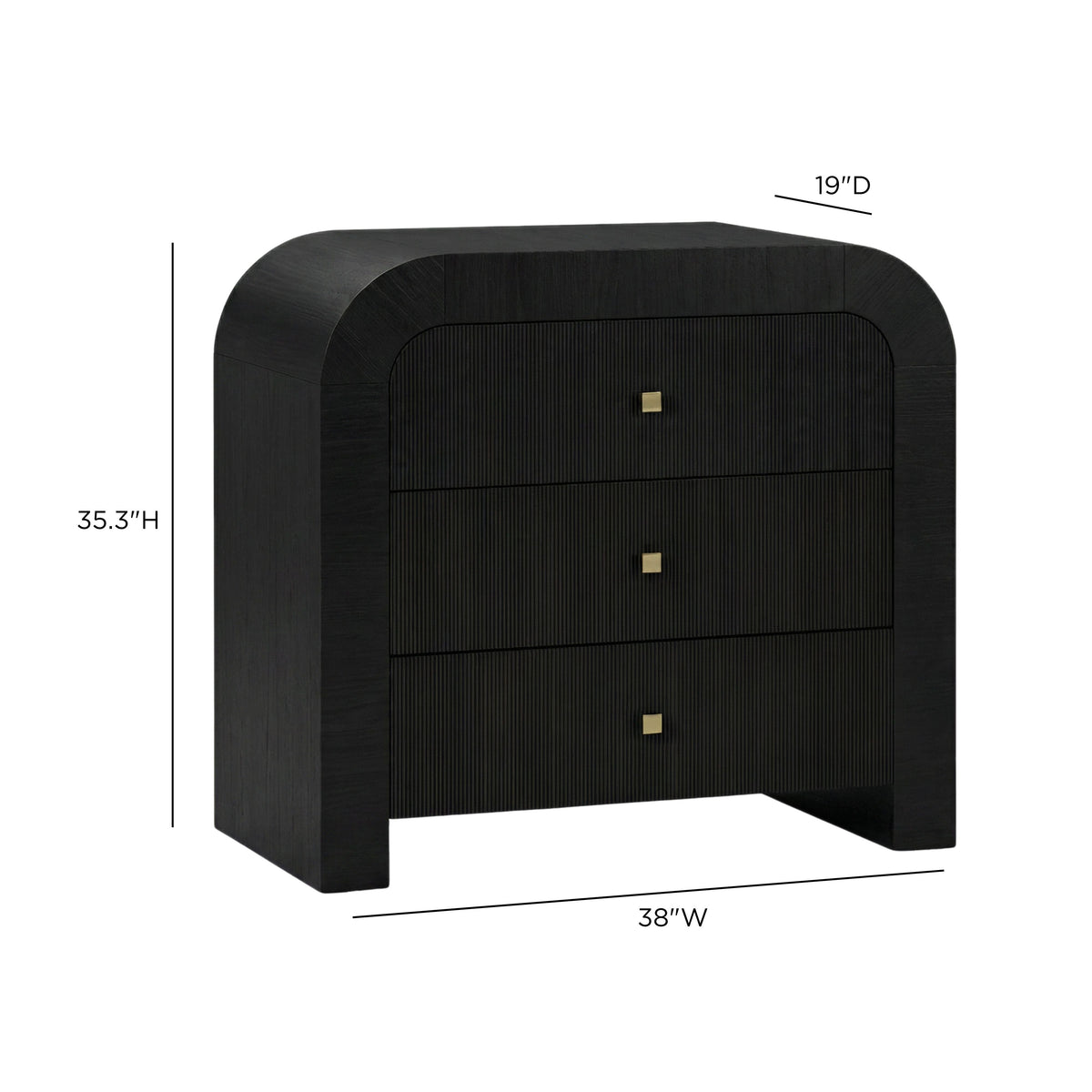 Hump 38" Arched 3-Drawer Bedside Chest