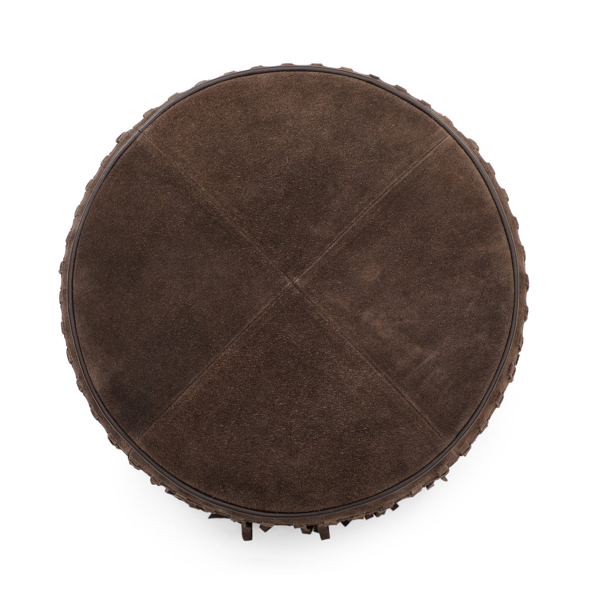 Daphne Round Suede Fringe Ottoman
