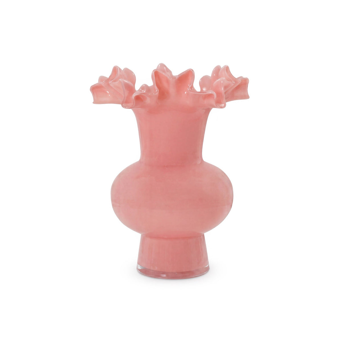 Spackle Ruffled Pink Glass Vase (12"-18")