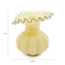 Gourd Ruffled Yellow Glass Vase