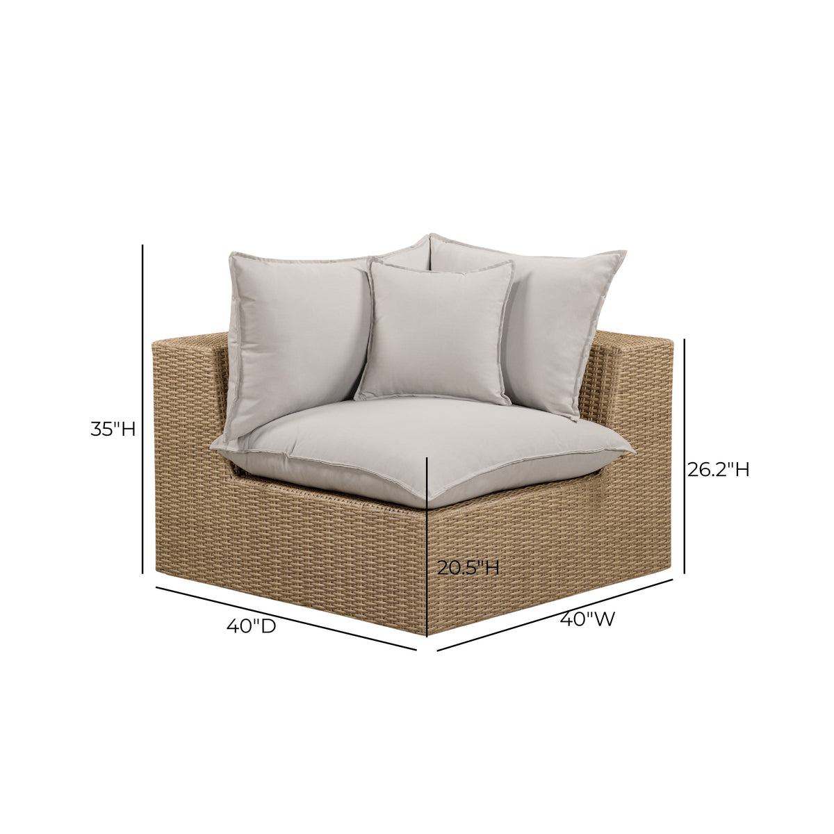 Cali Performance Fabric & Wicker Outdoor Corner Chair