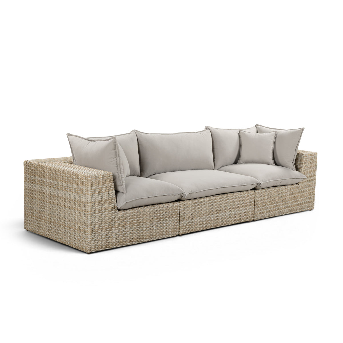 Cali 120" Performance Fabric & Wicker Outdoor Sofa