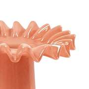Ruff Ruffled Salmon Glass Vase