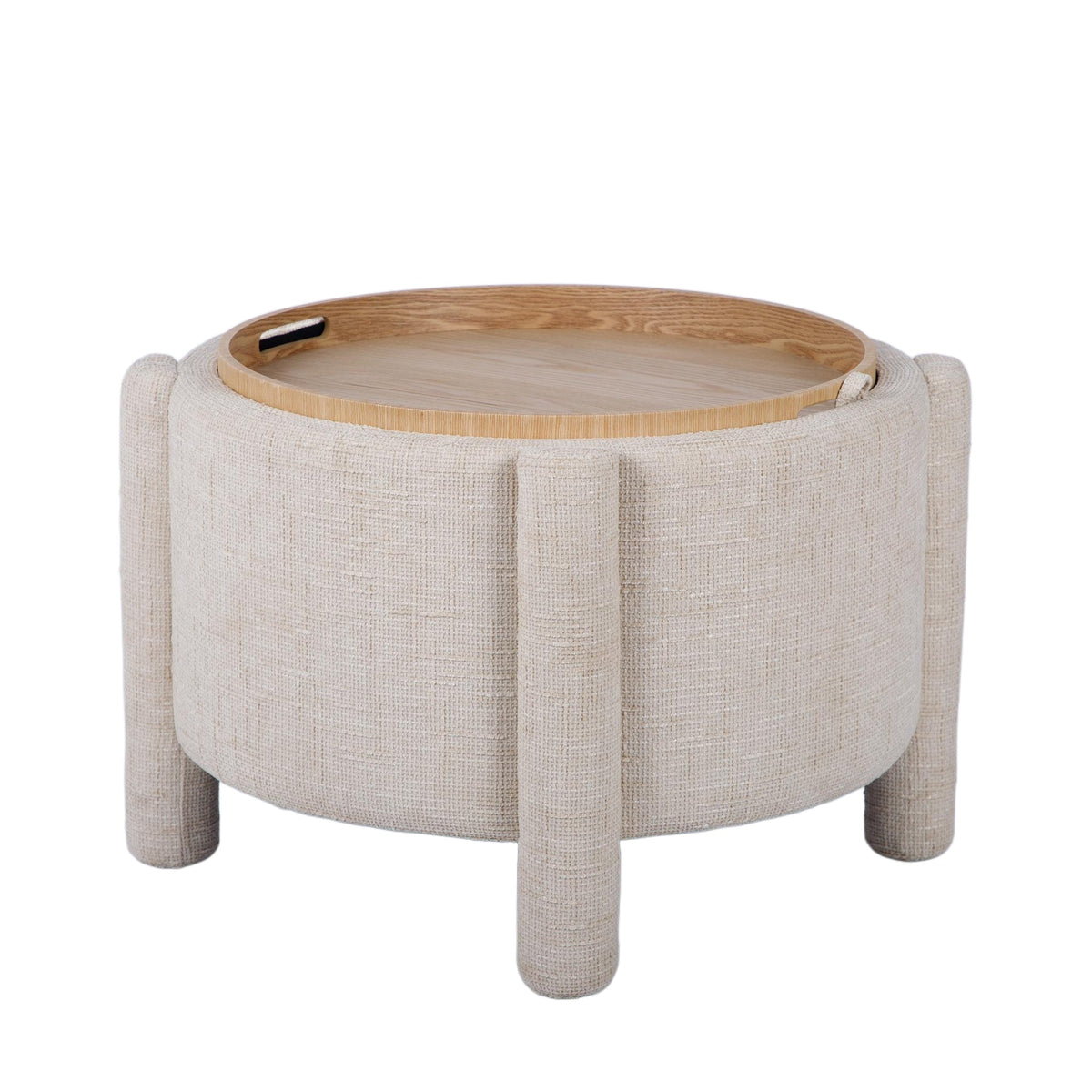 Bellamy Railroad Chenille Storage Stool With Reversible Tray Top
