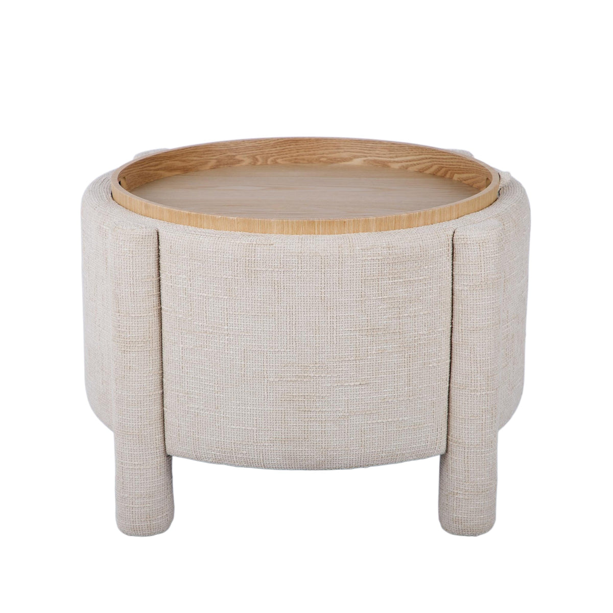 Bellamy Railroad Chenille Storage Stool With Reversible Tray Top