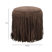 Daphne Round Suede Fringe Ottoman