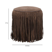 Daphne Round Suede Fringe Ottoman
