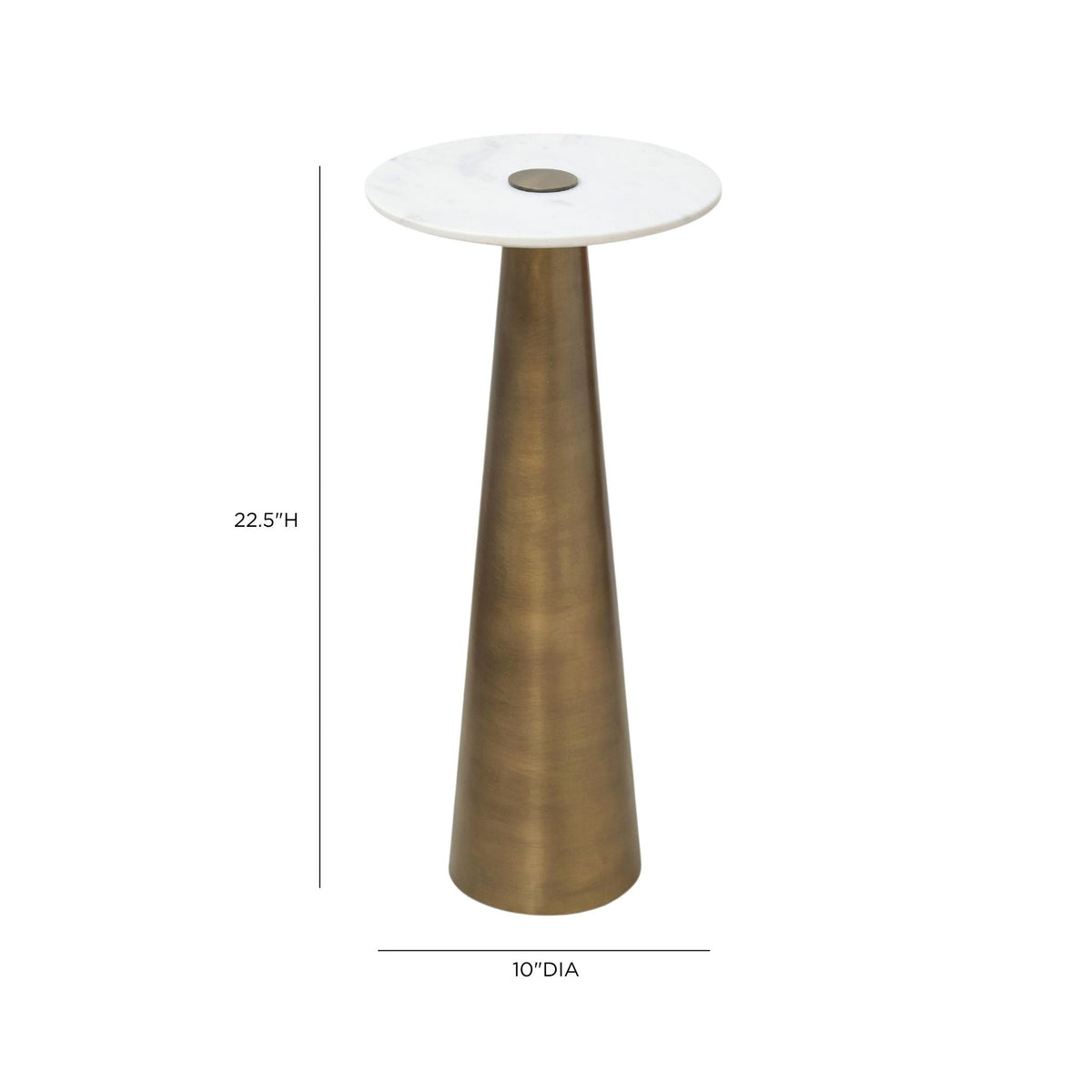 Clement Antique Brass Side Table with White Marble