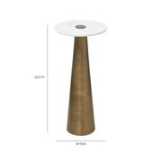 Clement Antique Brass Side Table with White Marble