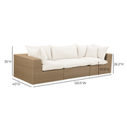 Cali 120" Performance Fabric & Wicker Outdoor Sofa