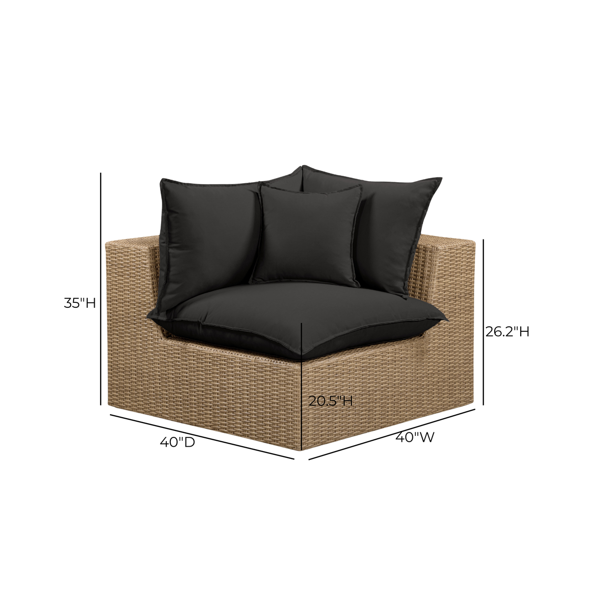 Cali Performance Fabric & Wicker Outdoor Corner Chair