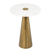 Clement Antique Brass Side Table with White Marble