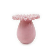 Ruff Ruffled Pink Glass Vase