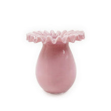 Ruff Ruffled Pink Glass Vase